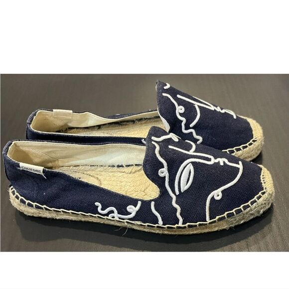 Soludos Espadrilles Visage Embroidered Smoking Slippers  Size 7 - Picture 4 of 8